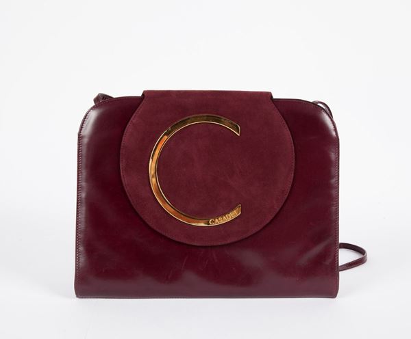 CASADEI, POCHETTE IN PELLE E TESSUTO.