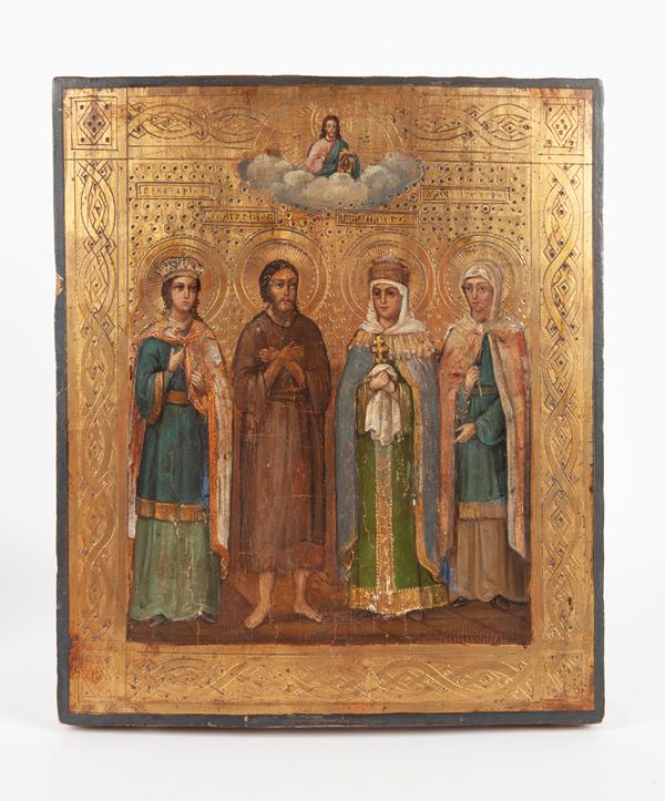 Scuola russa del XIX secolo - Quattro Santi scelti 