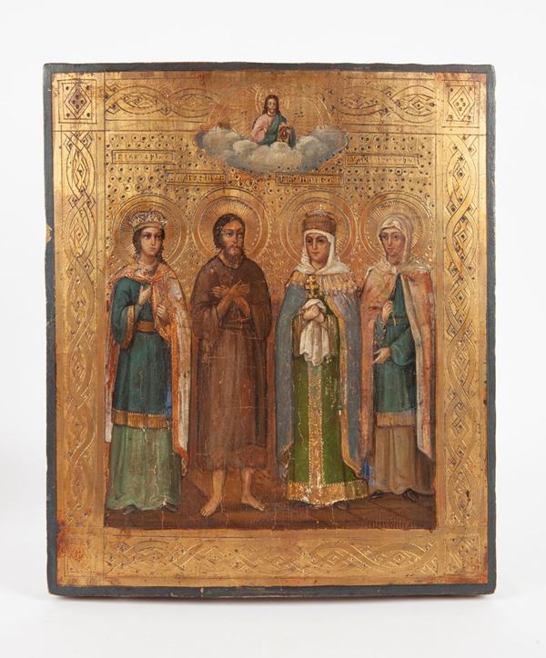 Scuola russa del XIX secolo - Quattro Santi scelti 
