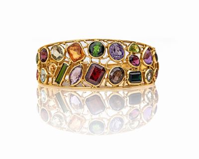 Bracciale Rigido in Oro e Pietre