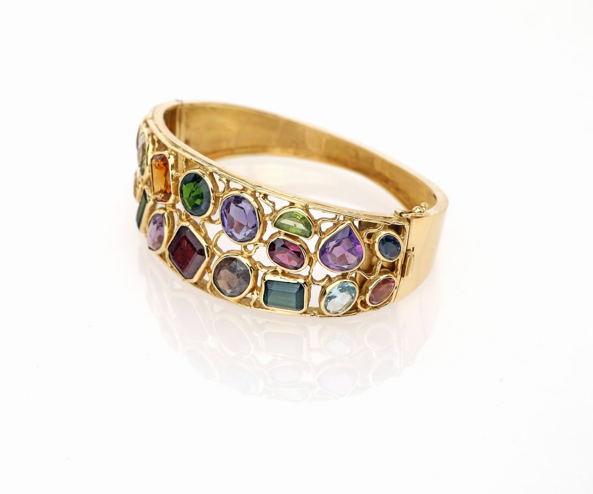 Bracciale Rigido in Oro e Pietre