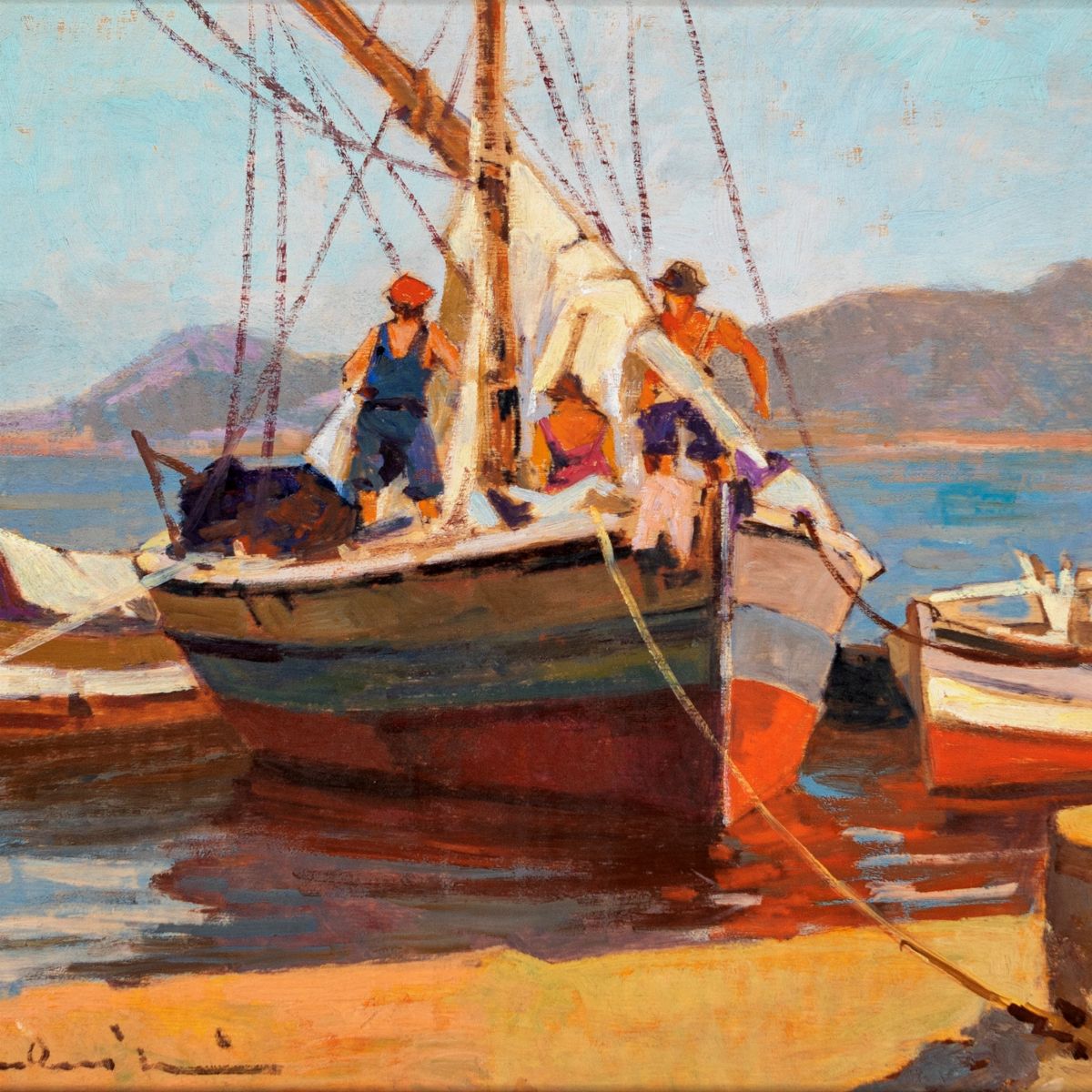 Carlo Domenici - Barche con Pescatori