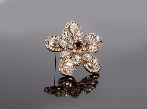 VALENTINO GARAVANI - SPILLA VINTAGE A FIORE IN STRASS