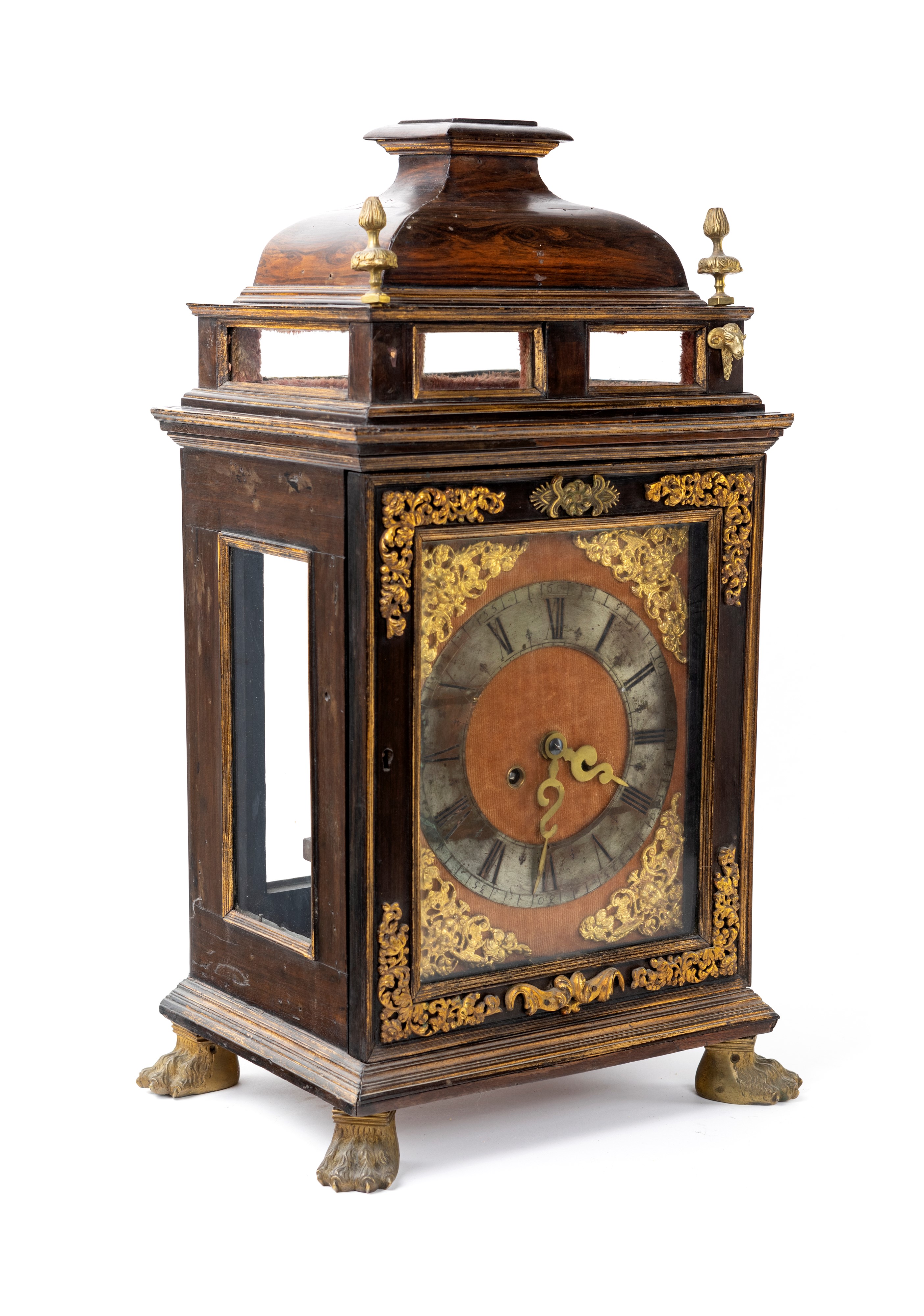 Pendola in palissandro con finiture in bronzo, XVIII secolo