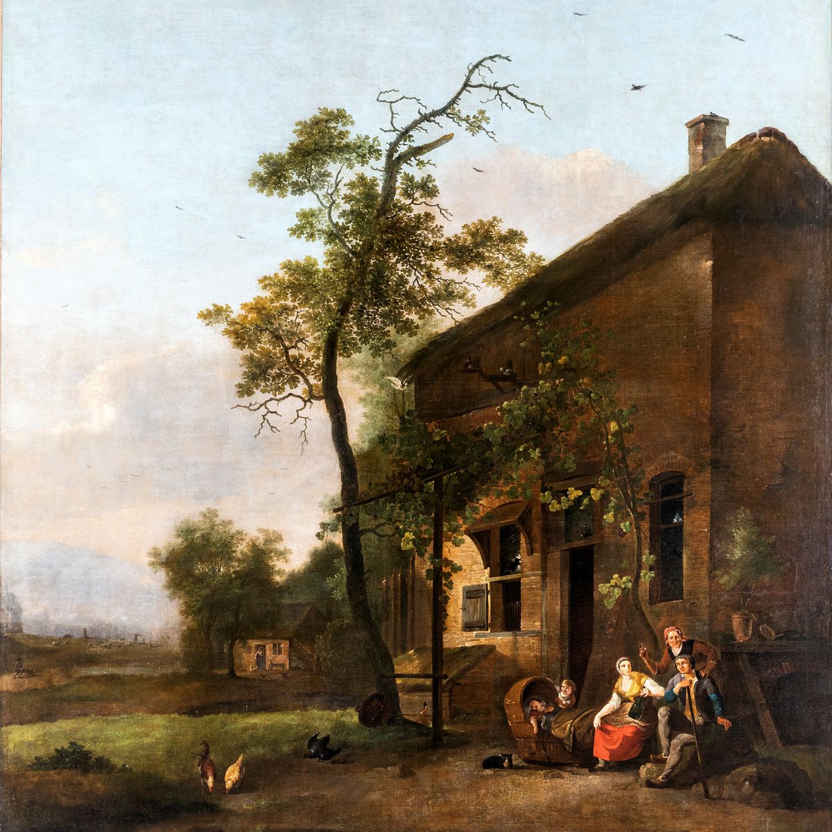 Scuola Olandese del XVIII Secolo - Villaggio con Figure