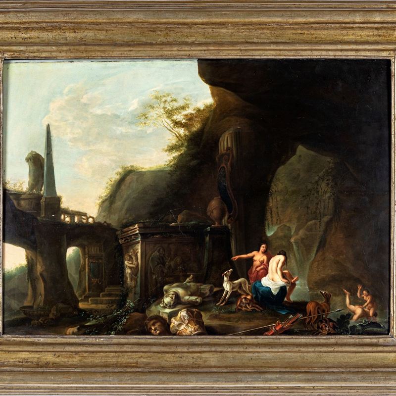 Pittore Francese, Fine XVIII/inizio XIX Secolo, Pittore Fiammingo del XVII Secolo - Paesaggio con...