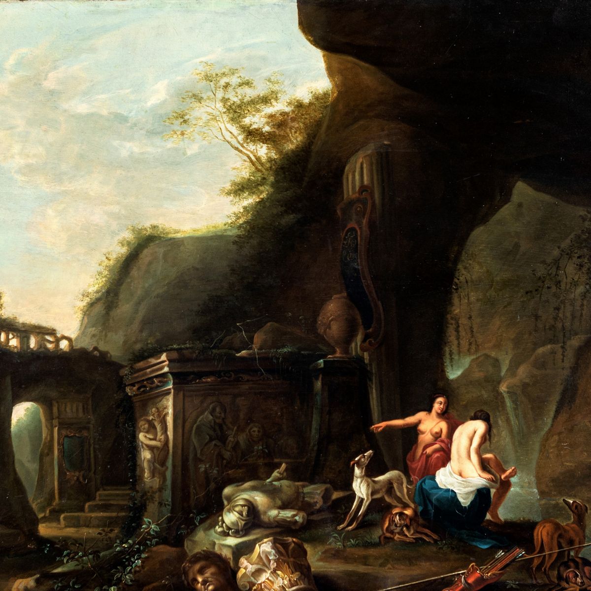 Pittore Francese, Fine XVIII/inizio XIX Secolo, Pittore Fiammingo del XVII Secolo - Paesaggio con...