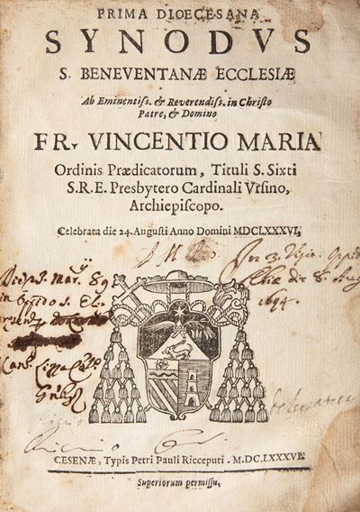 Vincenzo Maria Orsini - Prima/nona Diocesana Synodus S. Beneventanae Ecclesiae