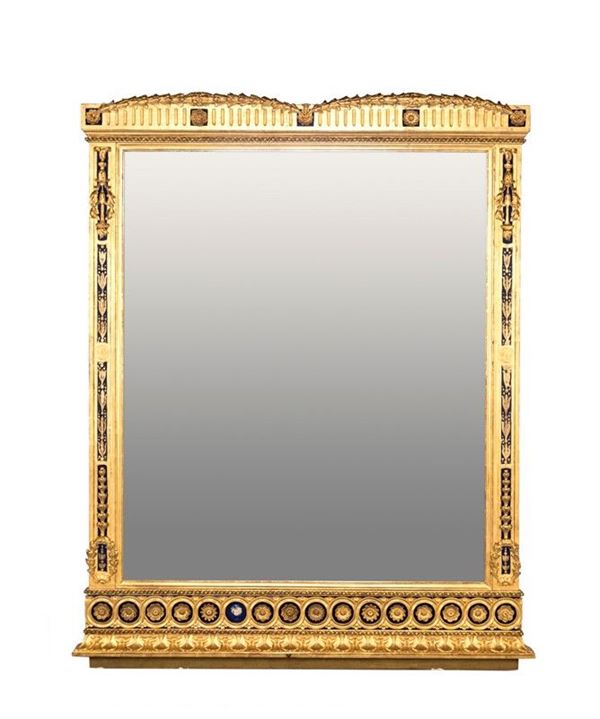SPECCHIERA IN LEGNO DORATO E DIPINTO