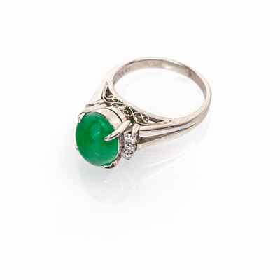 Anello in Platino, Giada e Brillanti
