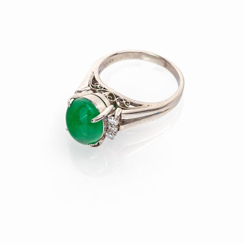 Anello in Platino, Giada e Brillanti