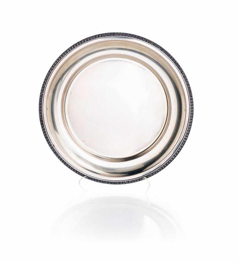 Piatto in Argento con Profilo a Palmette