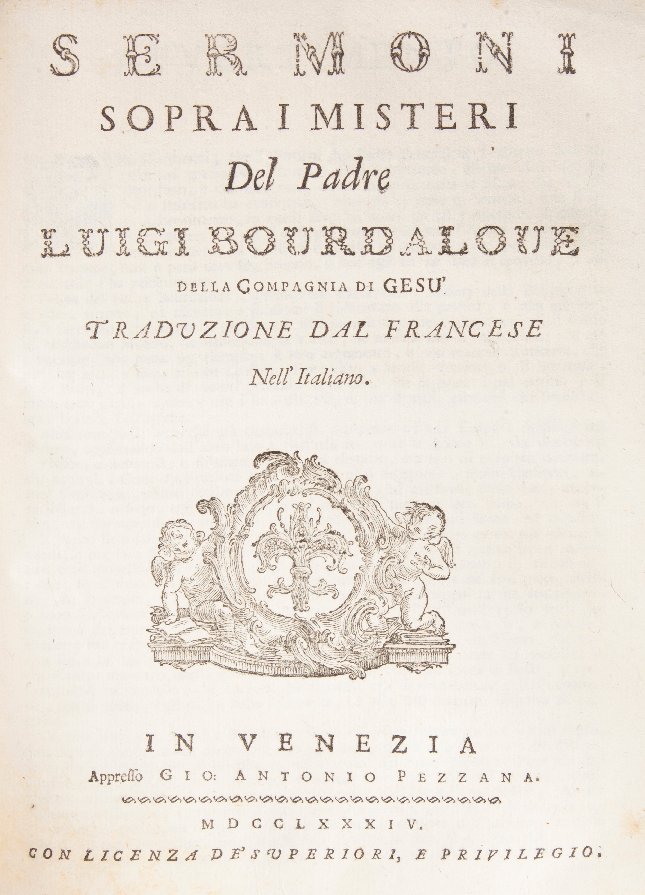 Luigi Bourdaloue 4 Opere - Prediche Quaresimali. Baglioni, Venezia 1802; Sermoni Sopra i Misteri....