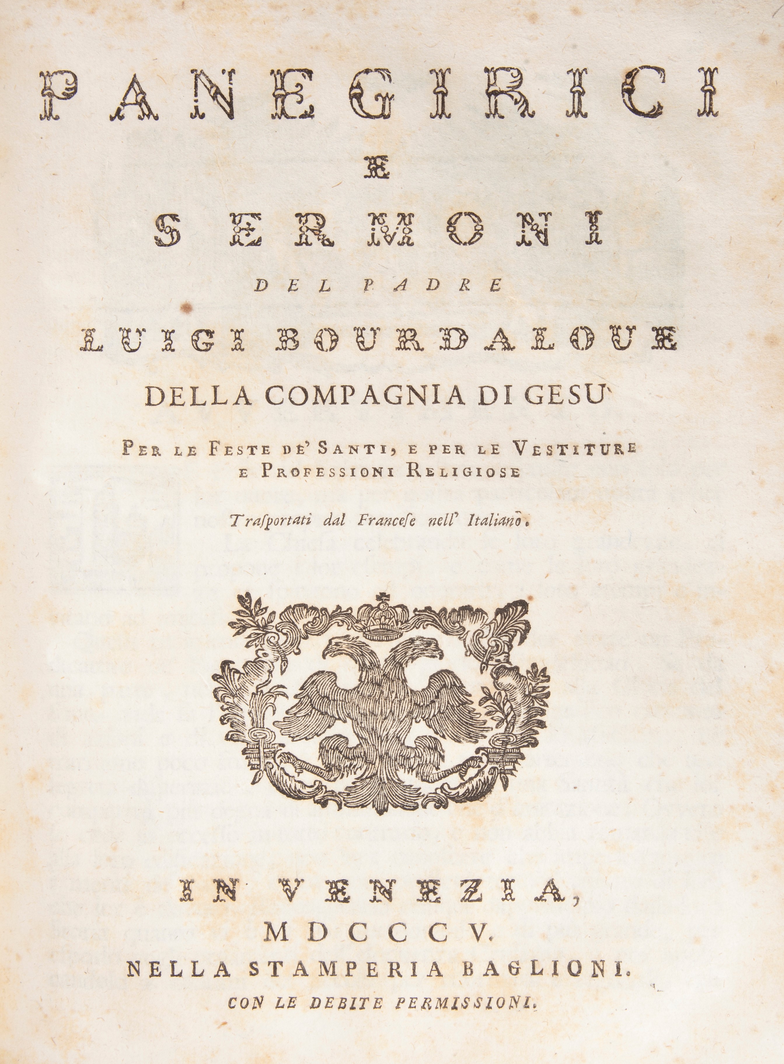 Luigi Bourdaloue 4 Opere - Prediche Quaresimali. Baglioni, Venezia 1802; Sermoni Sopra i Misteri....