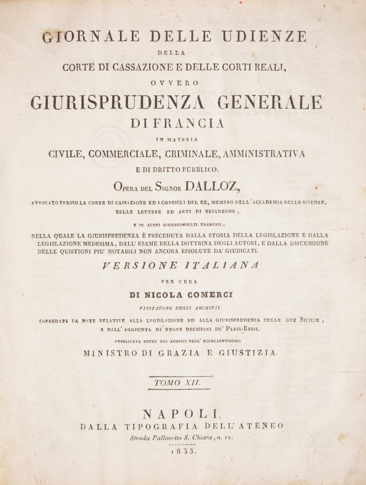 Victor Alexis Desire Dalloz - Giornale delle udienze della Corte di Cassazione e delle Corti Real...