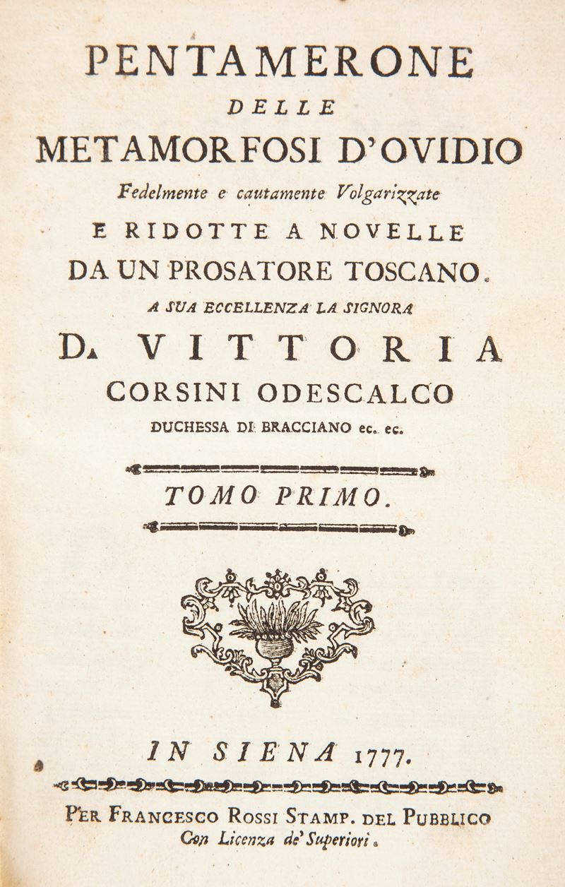 Publio Ovidio Nasone - Pentamerone delle Metamorfosi d'Ovidio. Fedelmente e cautamente volgarizza...