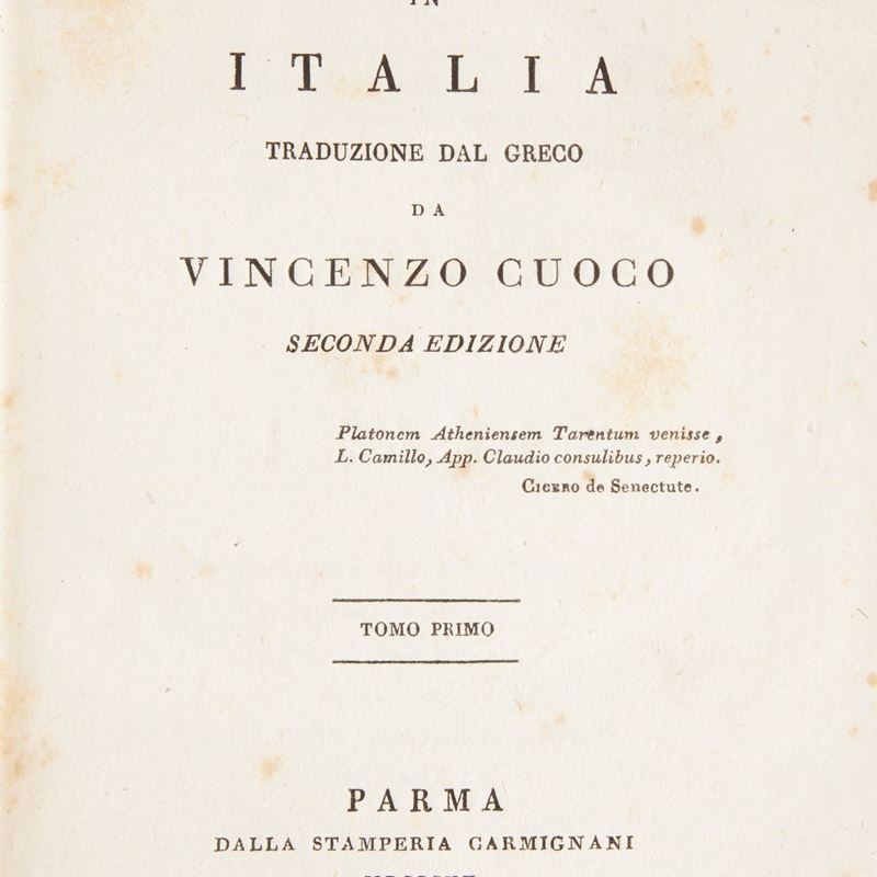 Vicenzo Cuoco - Platone in Italia. Traduzione dal Greco da Vincenzo Cuoco. Vol. I-II