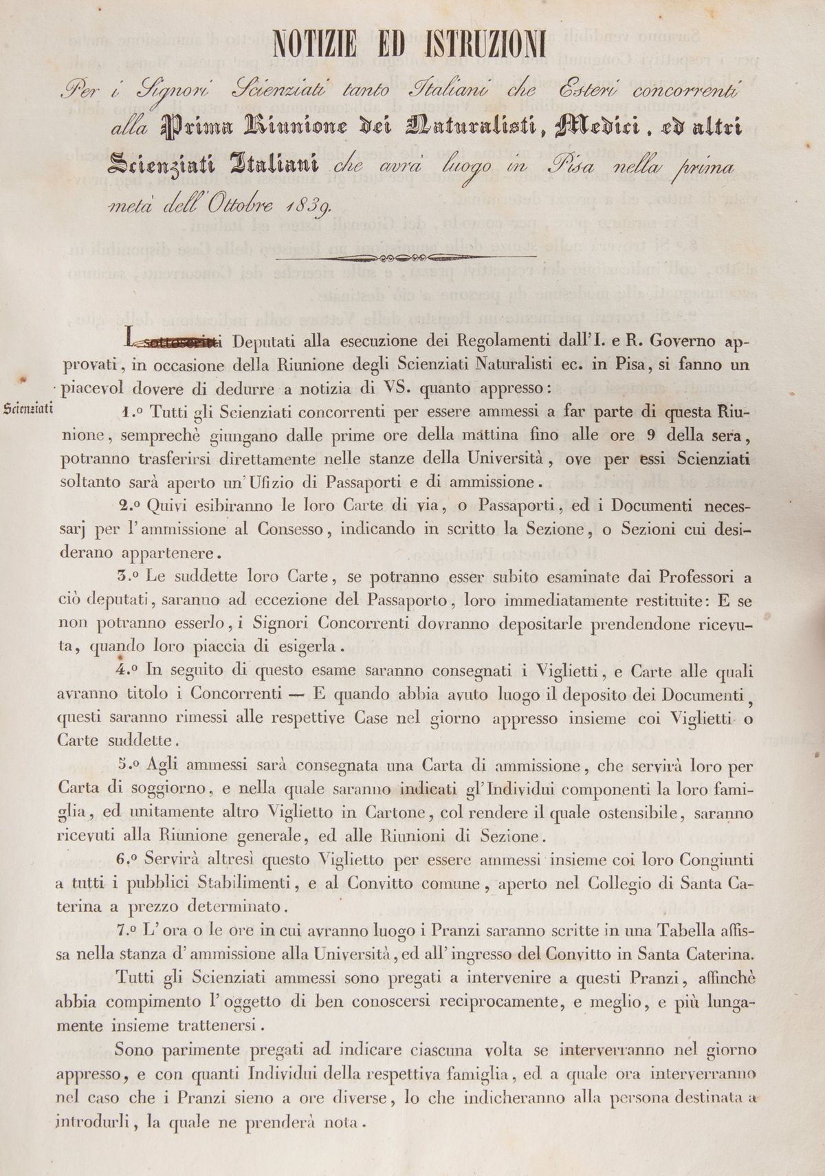 Atti della Prima Riunione degli Scienziati Italiani Tenuta in Pisa Nell'ottobre del 1839. Seconda...