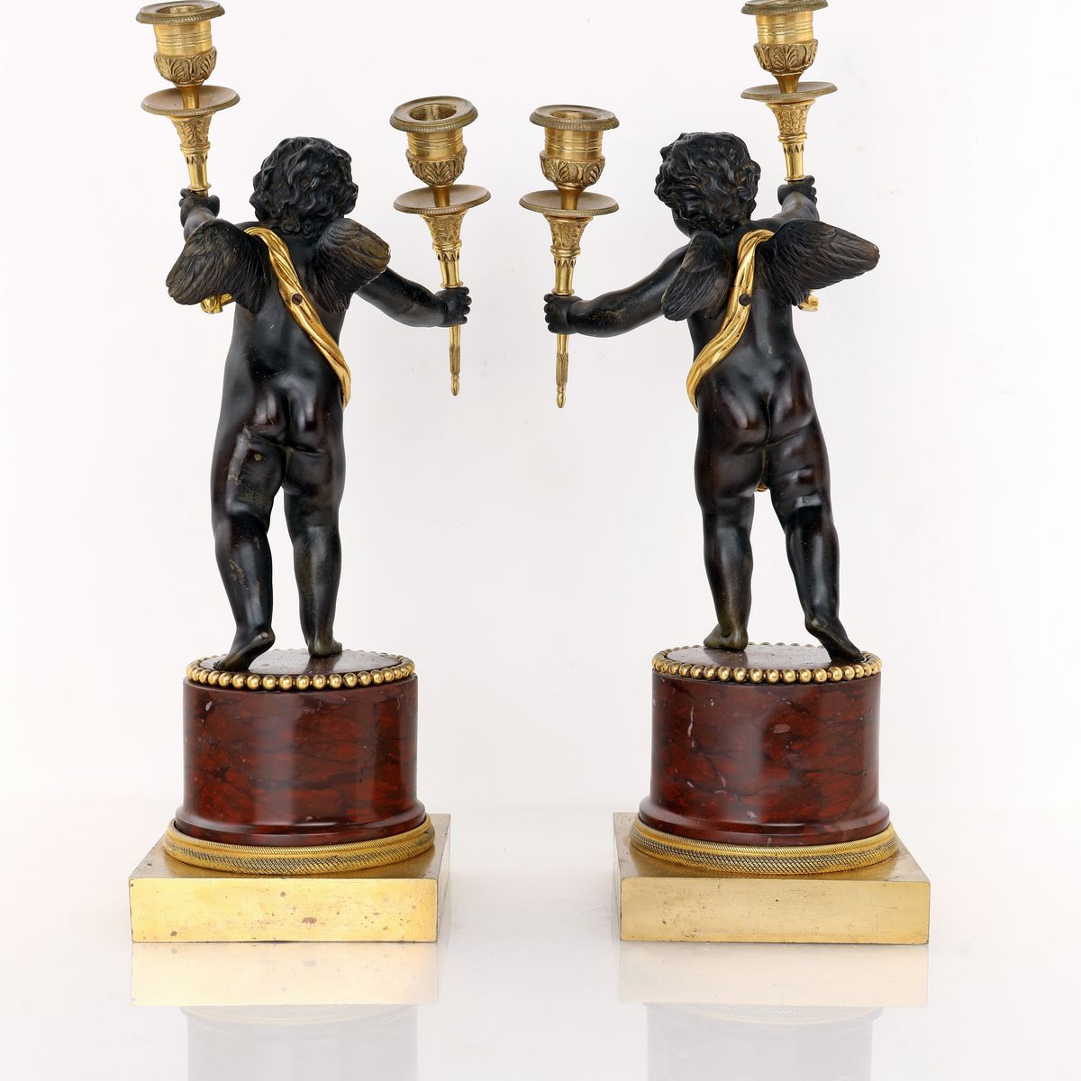 Coppia di Doppieri in Bronzo Brunito e Dorato, XIX Secolo