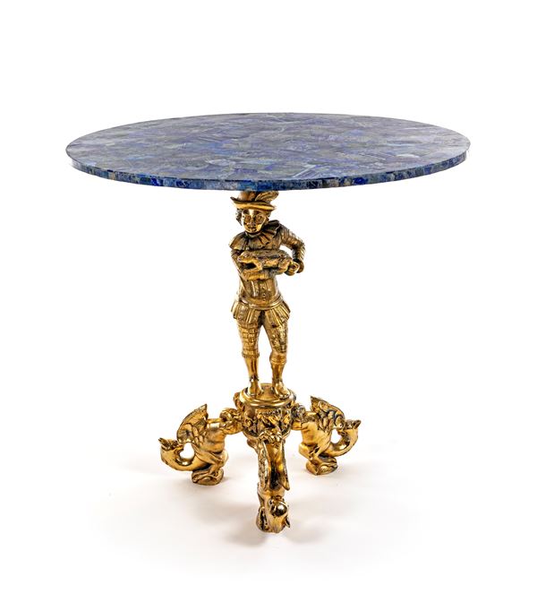 Tavolo da centro in bronzo dorato