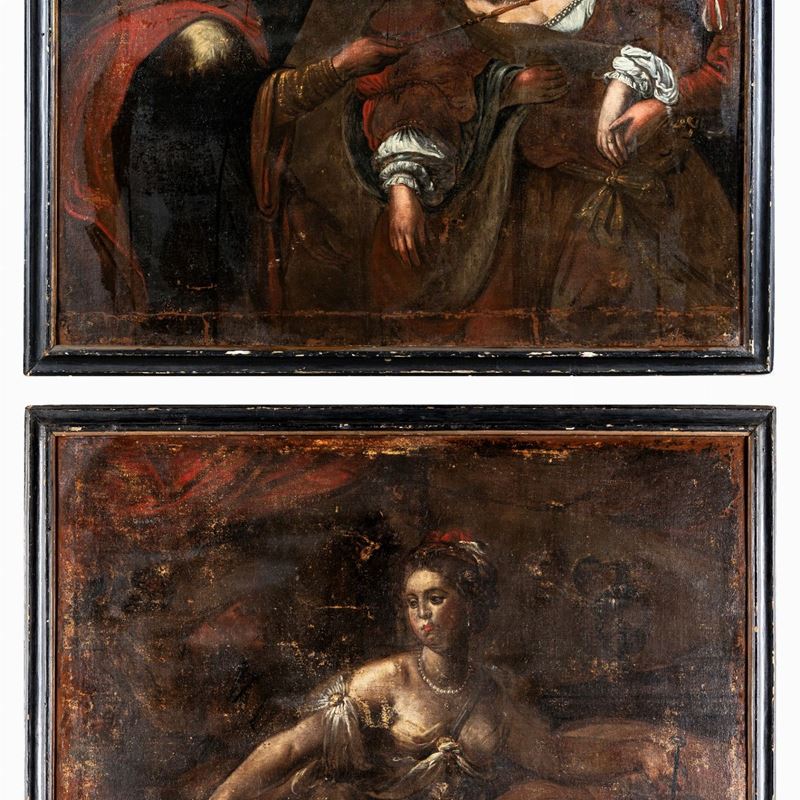 Scuola Italiana del XVI Secolo - Giaele e Sisara; Ester Sviene Dinanzi Ad Assuero