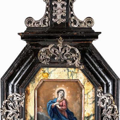 Altarolo in Legno Ebanizzato e Argento, XVIII Secolo
