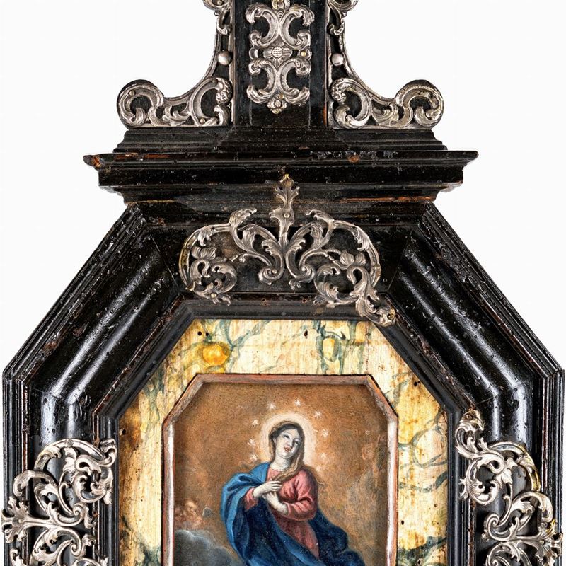 Altarolo in Legno Ebanizzato e Argento, XVIII Secolo