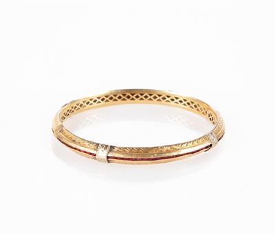 Bracciale Rigido in Oro e Rubini