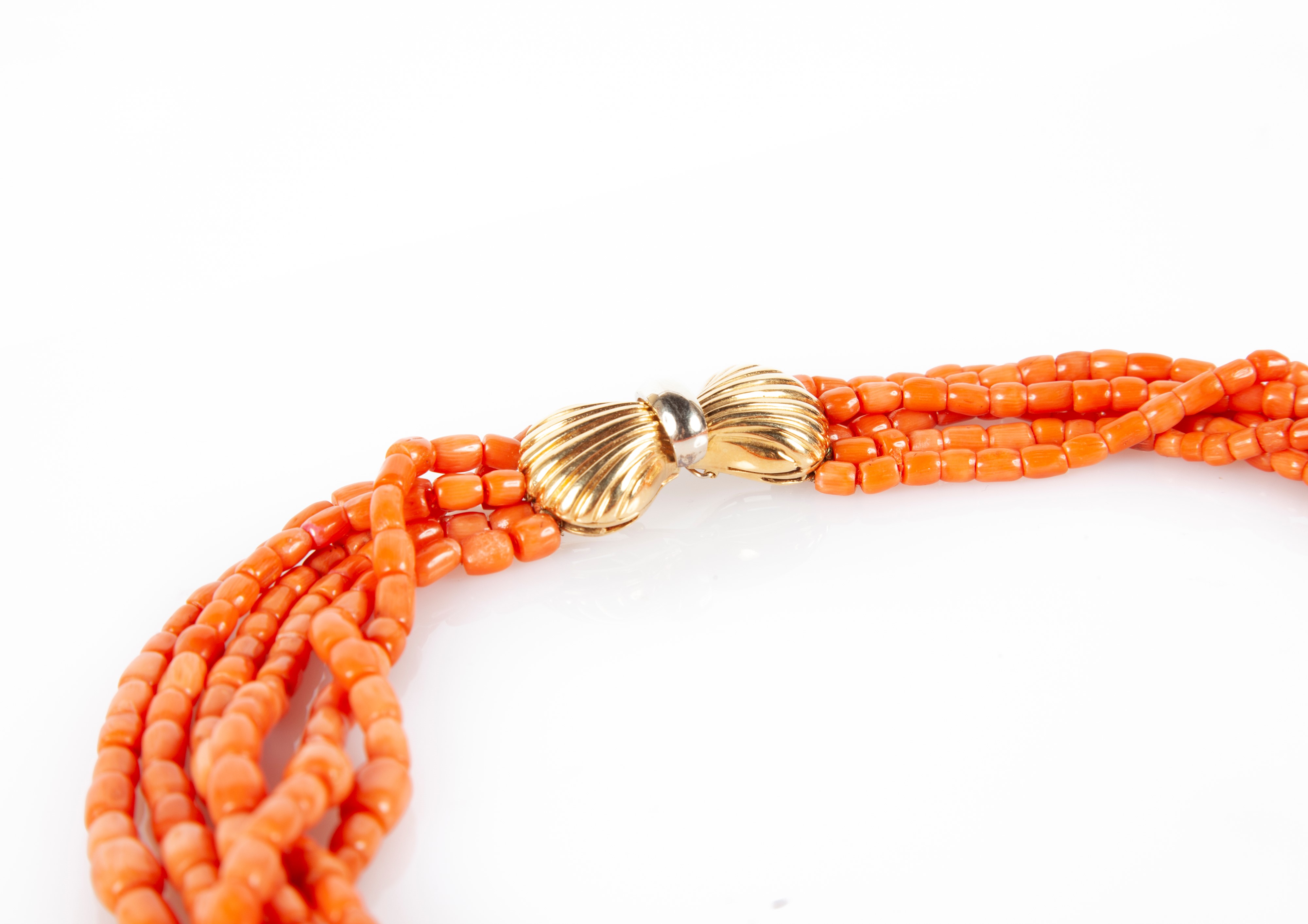 Collana a Sei Fili di Corallo e Oro