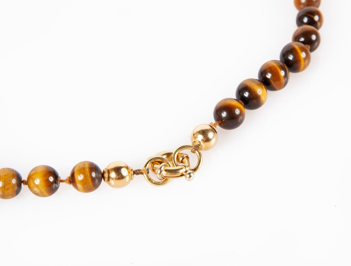 Collana in Occhio di Tigre con Fermezza in Oro