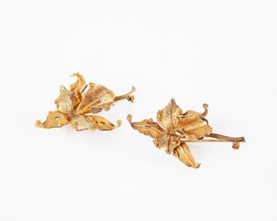 Coppia di Spille in Oro a Foglia