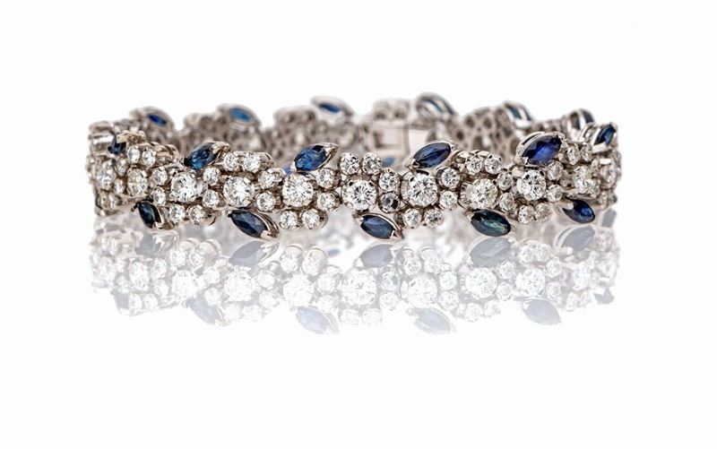 Bracciale in Oro, Brillanti e Zaffiri