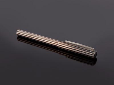 Bulgari - Penna a Sfera in Argento 925/000 a Fusto Scanalato
