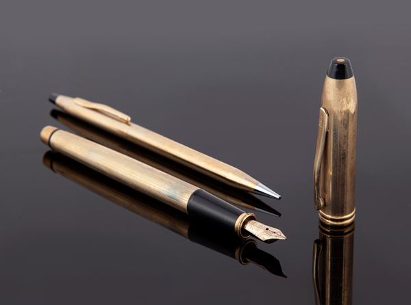 Cross - Penna stilografica e Portamine in metallo dorato