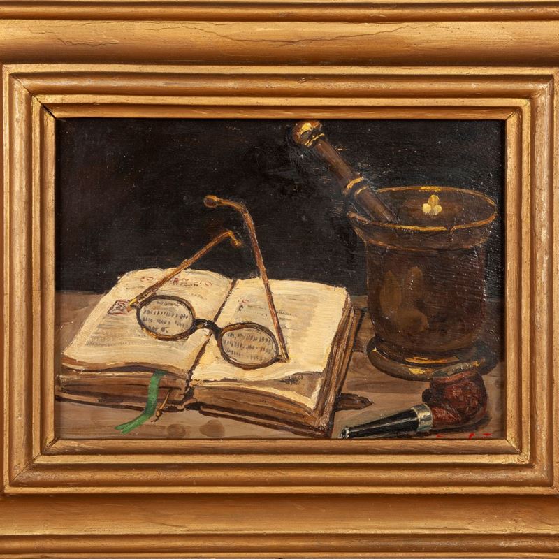 Sandra Morandi Conti - Natura Morta con Occhiali con Occhiali e Libro
