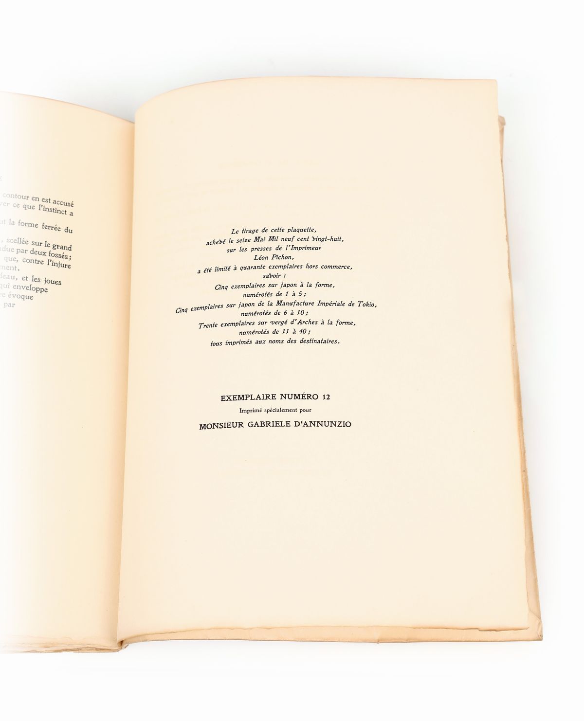 Gabriele D'annunzio - Dant De Flourence. Preface a L'enfer De Dante. Esemplare N. 12 Riservato al...