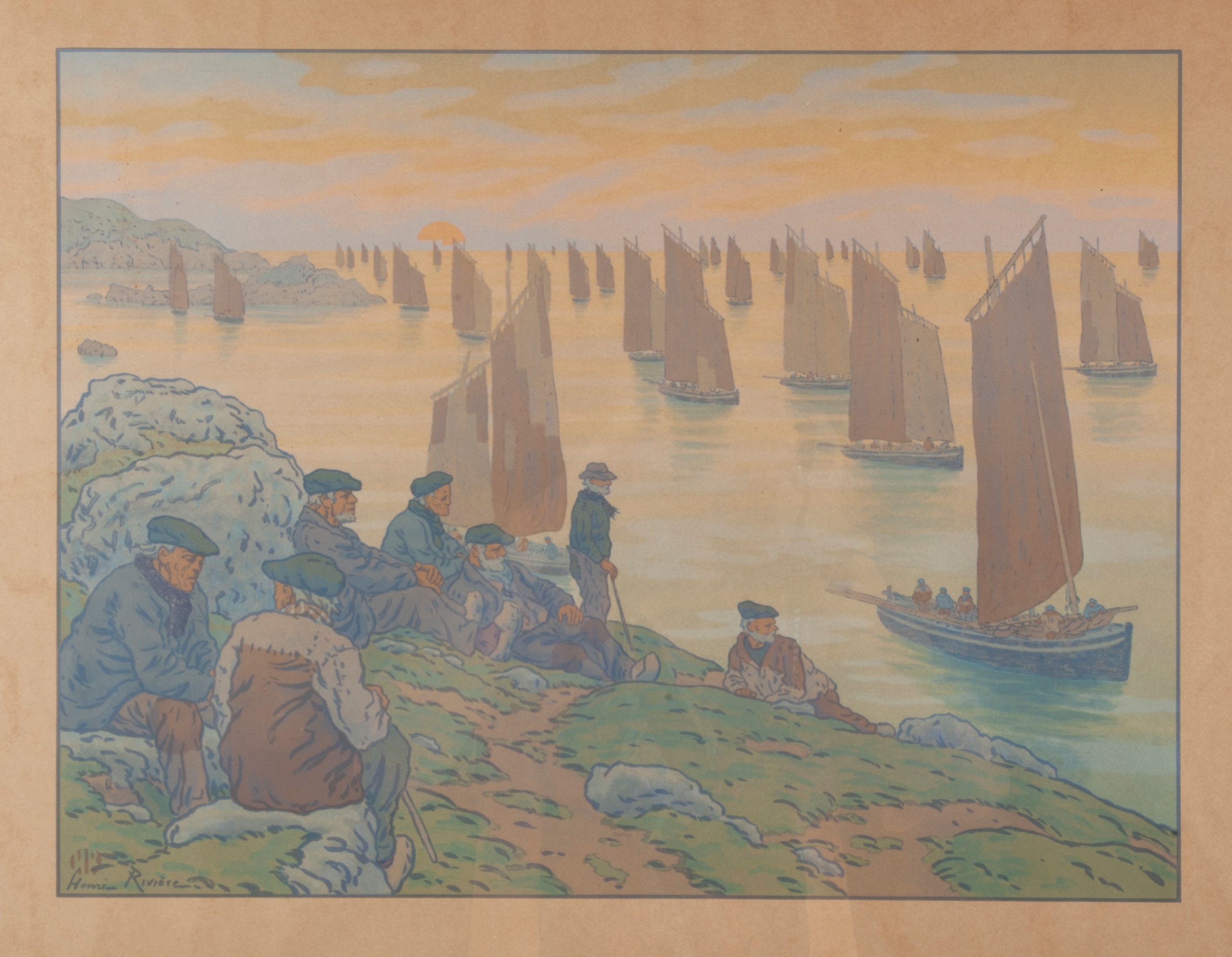 Henri Laurent Rivière - Barche al Tramonto.