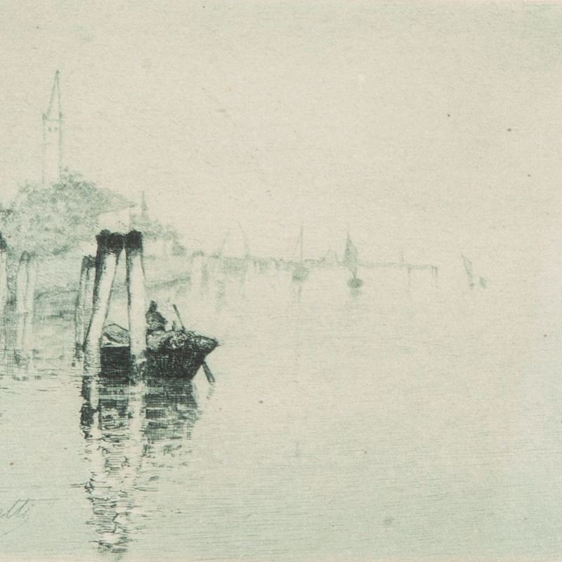 Giuseppe Miti Zanetti - Barche in Laguna