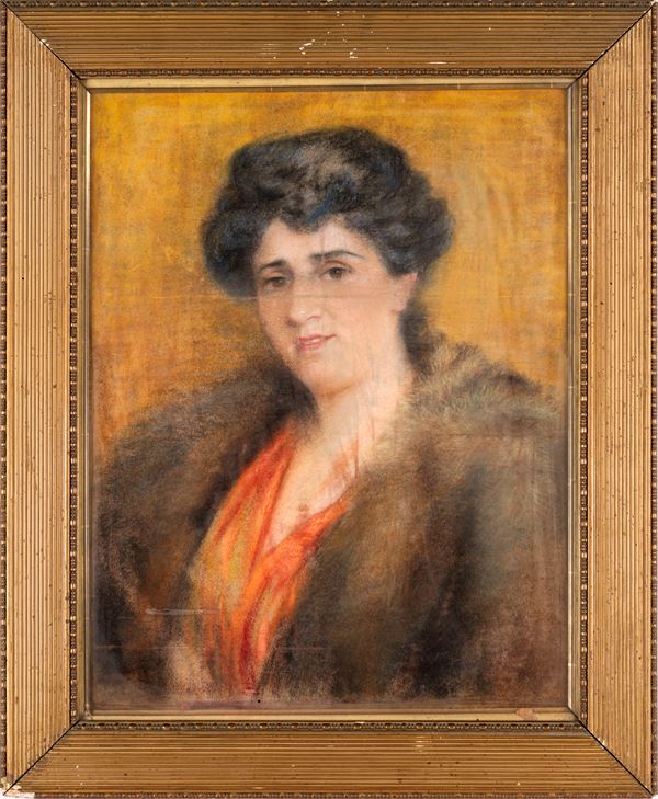 Pittore del XX secolo - Donna con pelliccia