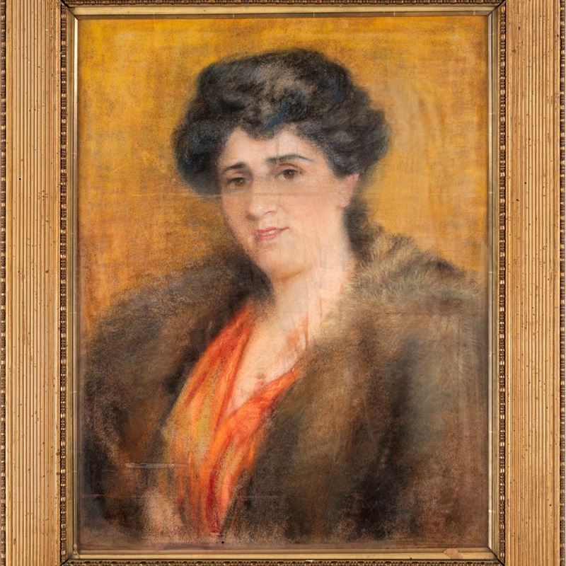 Pittore del XX Secolo - Donna con Pelliccia
