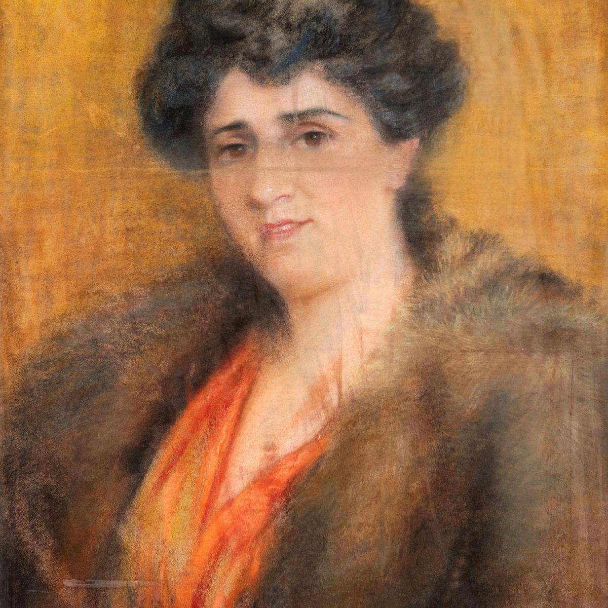 Pittore del XX Secolo - Donna con Pelliccia