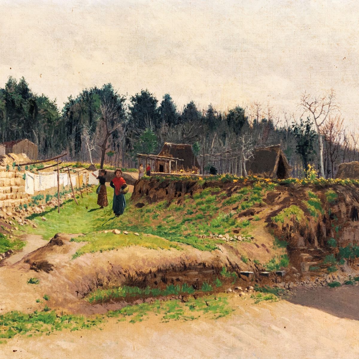 Gaetano Jerace - Paesaggio con Lavandaie