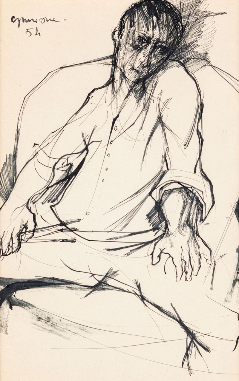 Piero Guccione - Studio di Figura in Poltrona