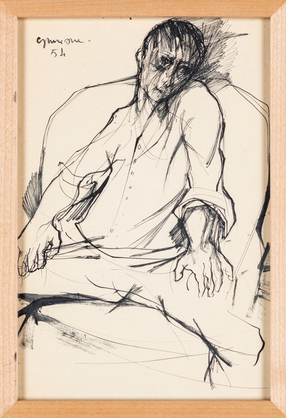 Piero Guccione - Studio di Figura in Poltrona