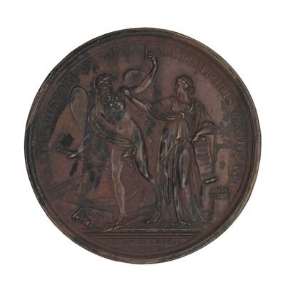 Medaglia in Bronzo Commemorativa di Ludovico Antonio Muratori (1672-1750); Datata 1806 e Firmata ...