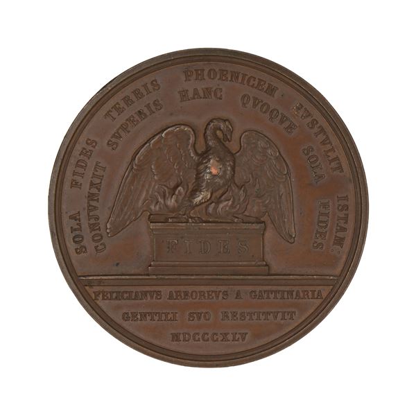 Mercurino Arborio Gattinara (1465-1530) - Medaglia in bronzo 1845 