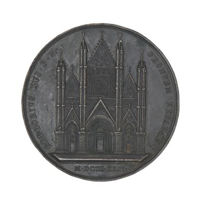 Medaglia straordinaria in bronzo per le opere di restauro del Duomo di Orvieto, 1842
