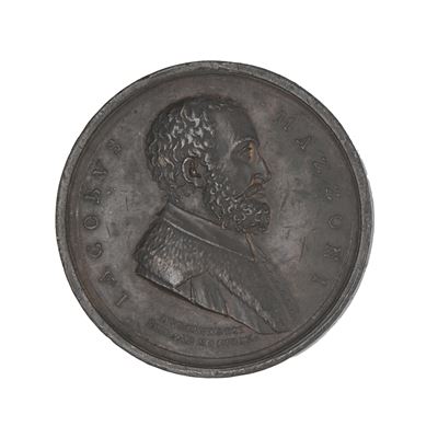 Medaglia in Bronzo Commemorativa di Jacopo Mazzoni (1548-1598); Datata 1809 e Firmata Mercandetti...