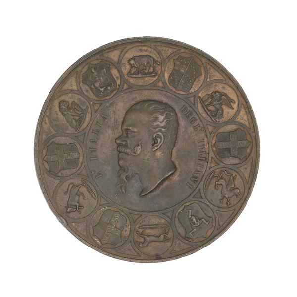 Regno d'Italia Vittorio Emanuele II - Medaglia in bronzo Prima Esposizione Italiana Firenze 1861