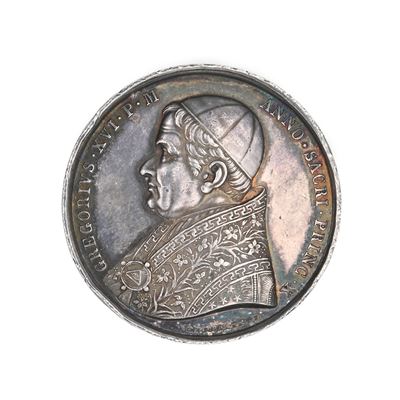 Stato Pontificio - Gregorio XVI - Medaglia Annuale A. X in Argento per la Sistemazione di Via di ...